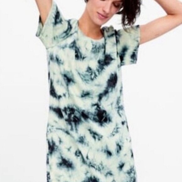 Zara Tie Dye Forest Fairy Whimsical Boho Lagenlook Artsy Satin Retro 90s Tunic S - Picture 1 of 8